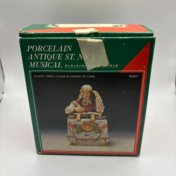 Vintage Flambro Musical St Nick At Table The Christmas Collection 1984 - Picture 6 of 6